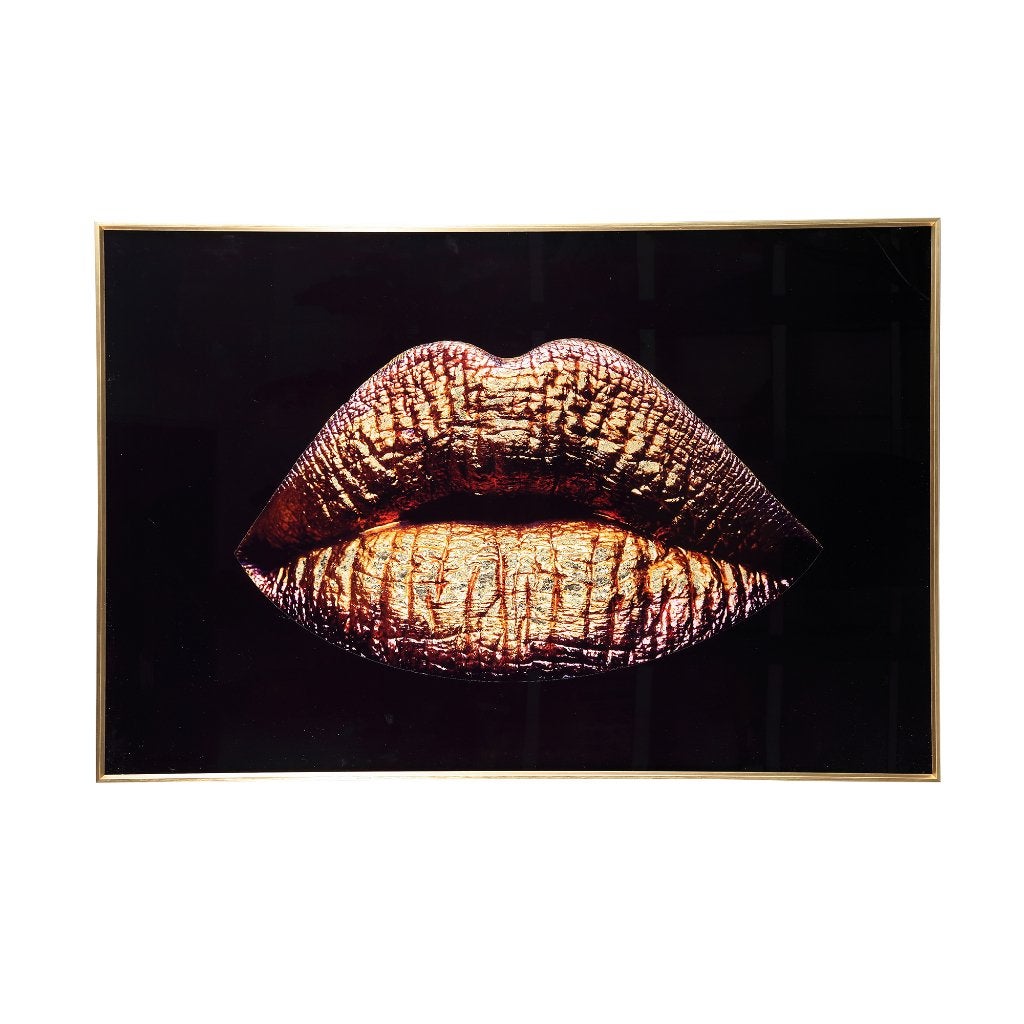 Melani glass art wanddecoratie MOND - goudkleuren - 120 x 80, Ophalen, Achter glas, 80 cm, Meerkleurig