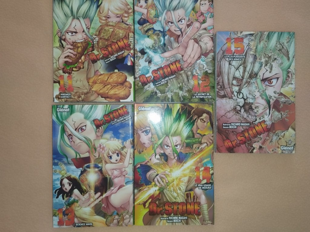 Lot Mangas Dr. Stone 11 à 15 (État Neuf), Livres, Série complète ou Série, Enlèvement, Neuf