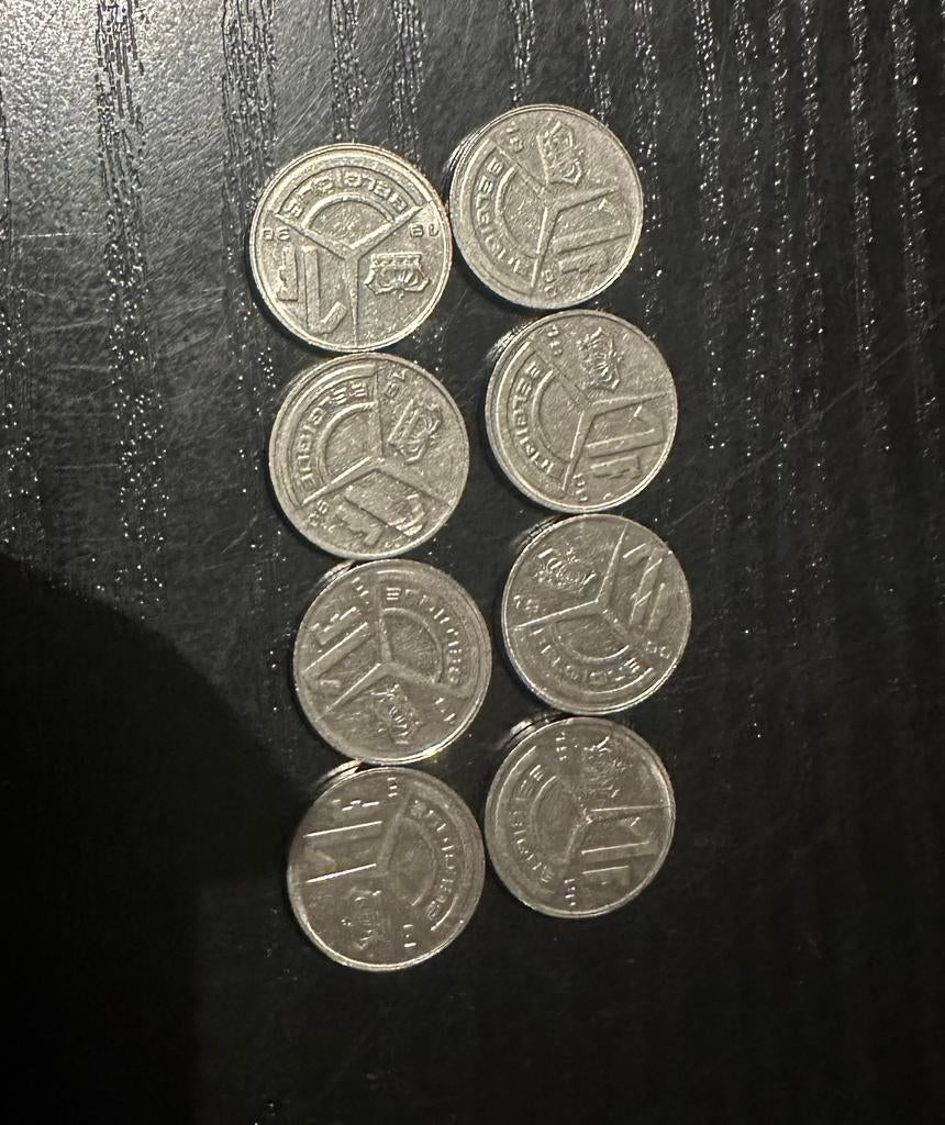 1 Belgische Franc muntjes, Postzegels en Munten, Ophalen, Metaal, Setje