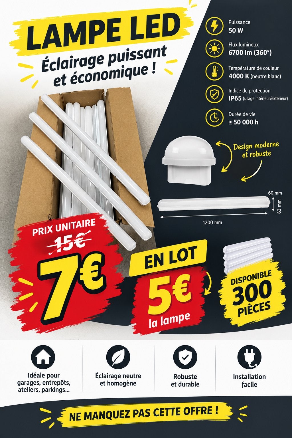 Lampe Led Horeca la piece a 7€ dispo 300 pieces, Enlèvement ou Envoi, Comme neuf