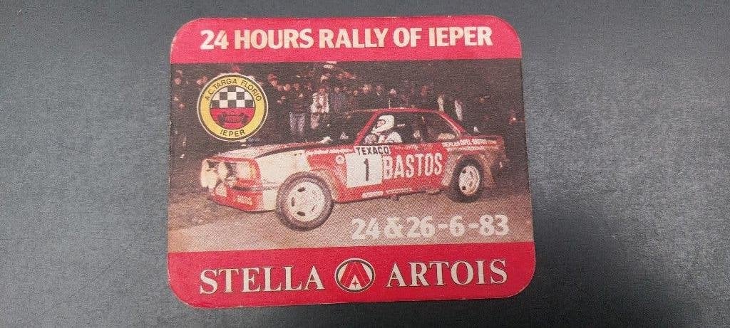 Bierkaart biertvilt rally bastos stella artois 1983, Enlèvement ou Envoi, Utilisé, Stella Artois