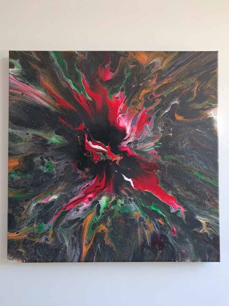 Abstract Modern Acryl canvas 60*60cm, Antiquités & Art, Enlèvement ou Envoi, Signé, Peinture acrylique, Abstrait