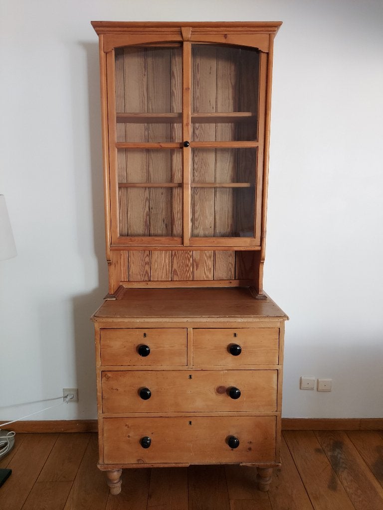 Buffet vaisselier ancien en pin massif, Campagne-Vintage, Enlèvement, Utilisé, Avec tiroir(s)