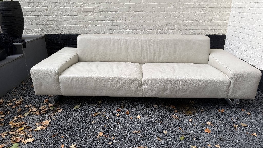 2 crèmekleurige lederen zetels, Ophalen, Gebruikt, Rechte bank, Leer