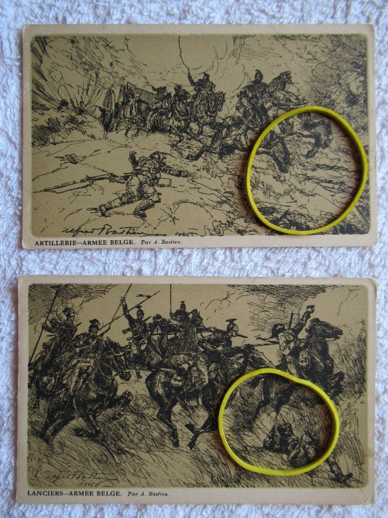 WW 1 - 2 ansichtkaarten van Lanciers-Artillery, Verzamelen, Militaria | Algemeen, Ophalen of Verzenden, Landmacht, Overige typen