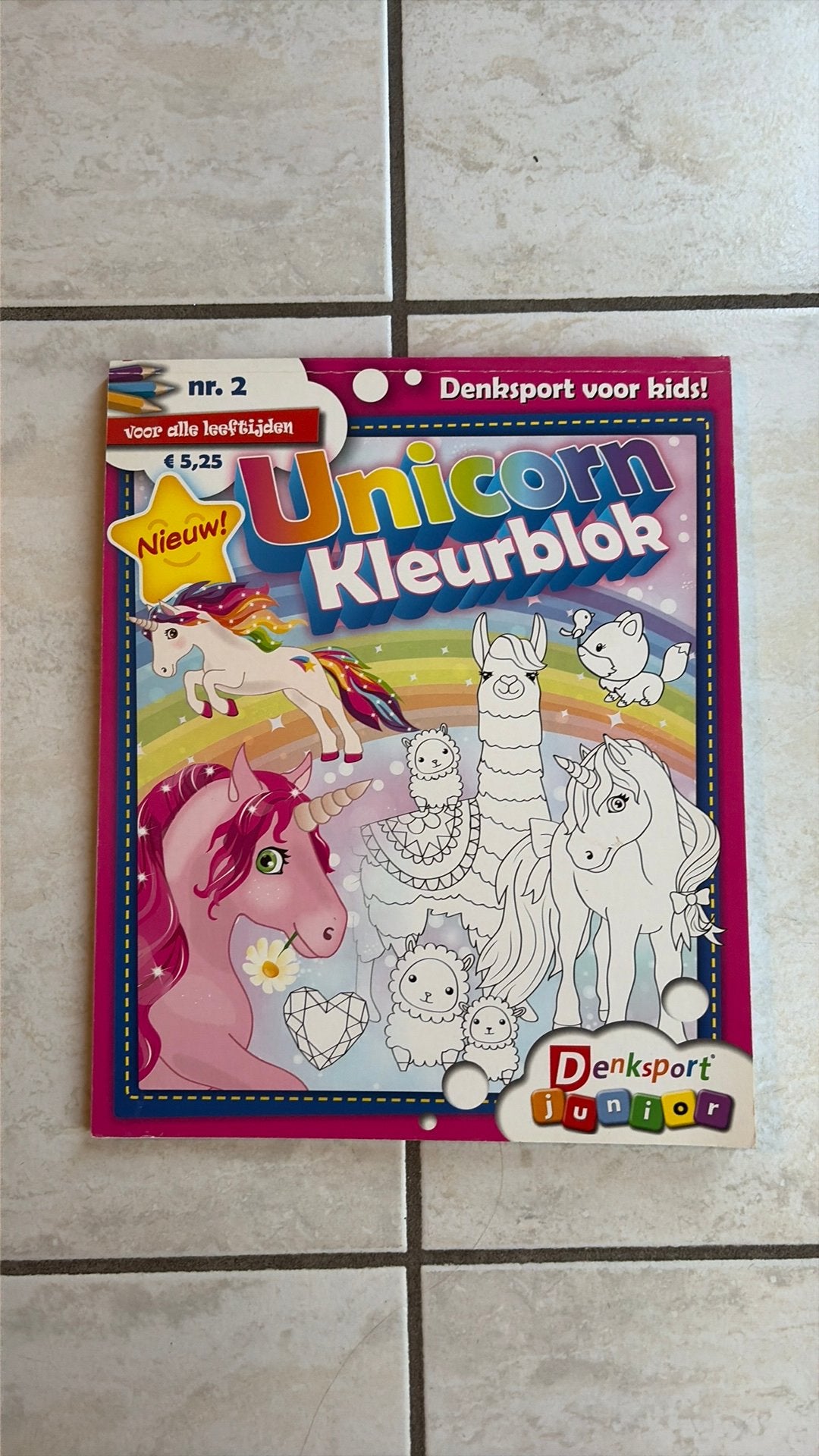 Denksport junior ~ unicorn kleurboek, Verzenden, Gebruikt, Papier, Schets- of Tekenboek