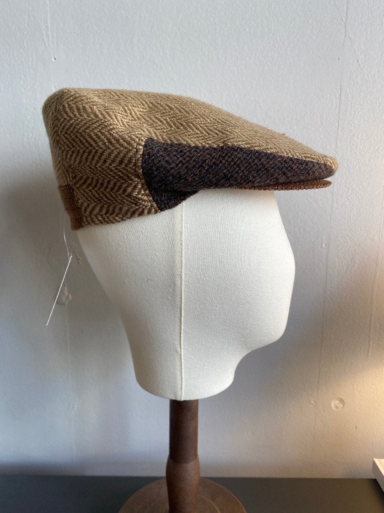 Bicolor flat cap – bruin & beige – wol – Made in Italy, Kleding | Heren, Hoeden en Petten, Verzenden, Nieuw, One size fits all