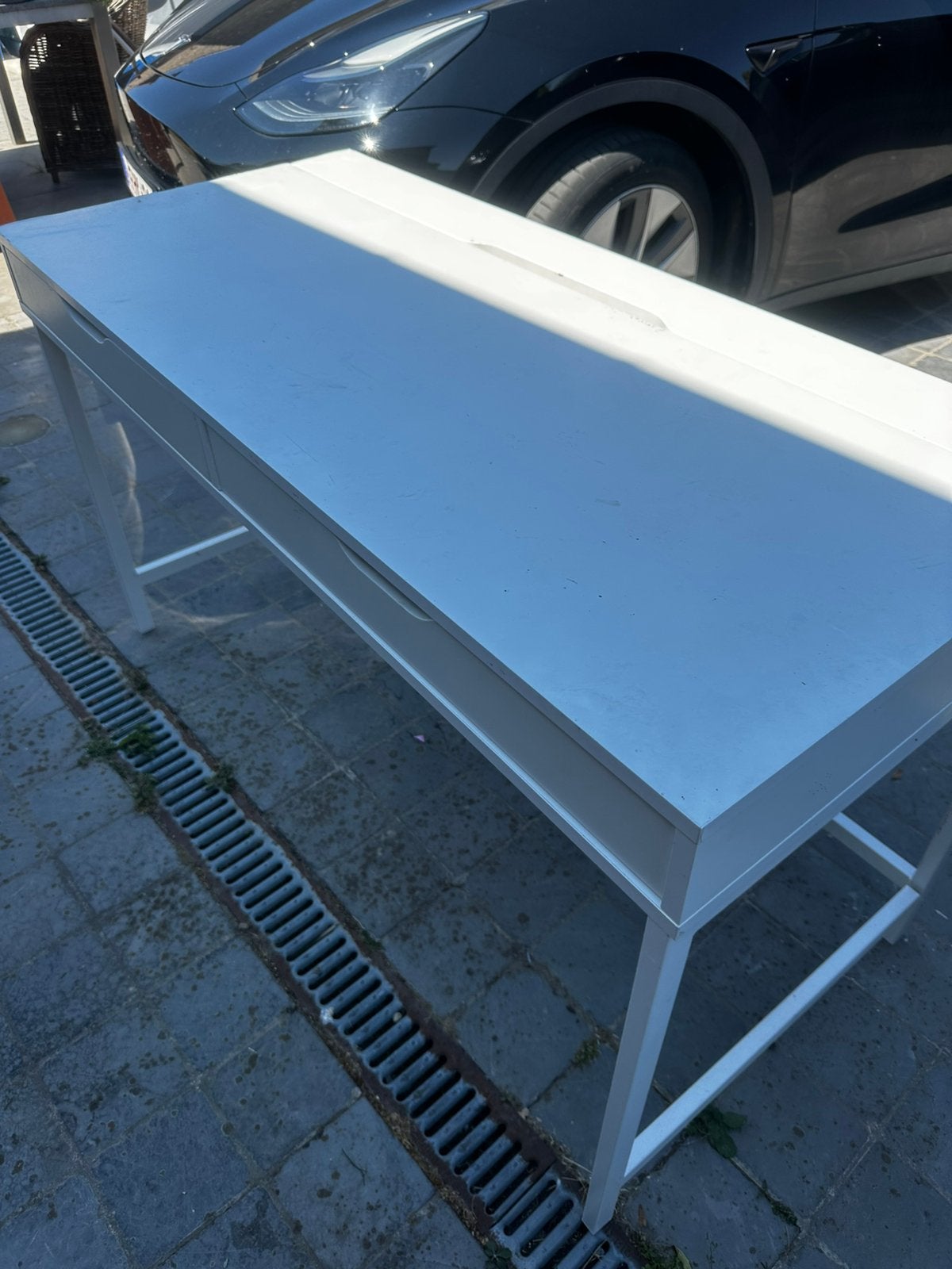Bureau IKEA ALEX blanc avec tiroir, Huis en Inrichting, Bureaus, Ophalen, Overige typen, Gebruikt, Wit