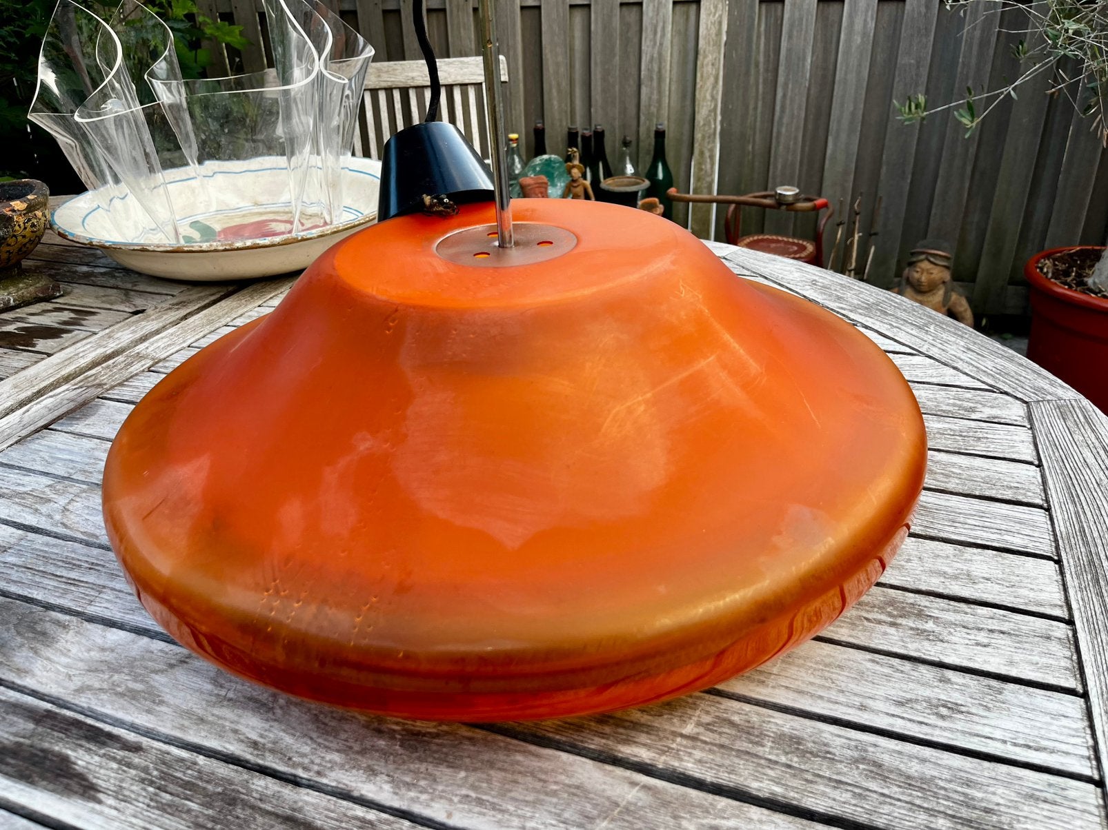 Space age UFO hanglamp, Huis en Inrichting, Lampen | Hanglampen, Ophalen, Gebruikt, Kunststof, Seventies