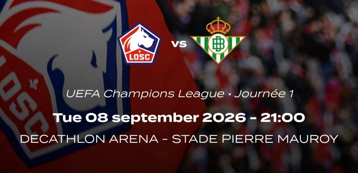 Lille-Real Betis champions league ticket, Tickets & Billets, Sport | Football
