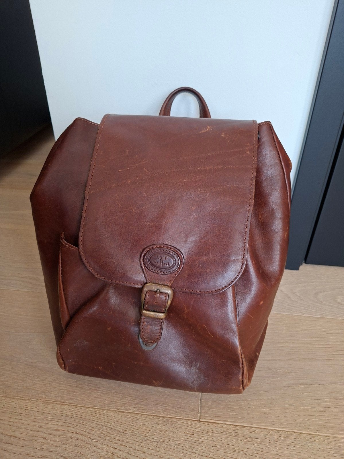 Prachtige Retro Leren Rugzak – Robe di Firenze, Ophalen of Verzenden, Gebruikt, 25 tot 40 cm, 30 tot 45 cm