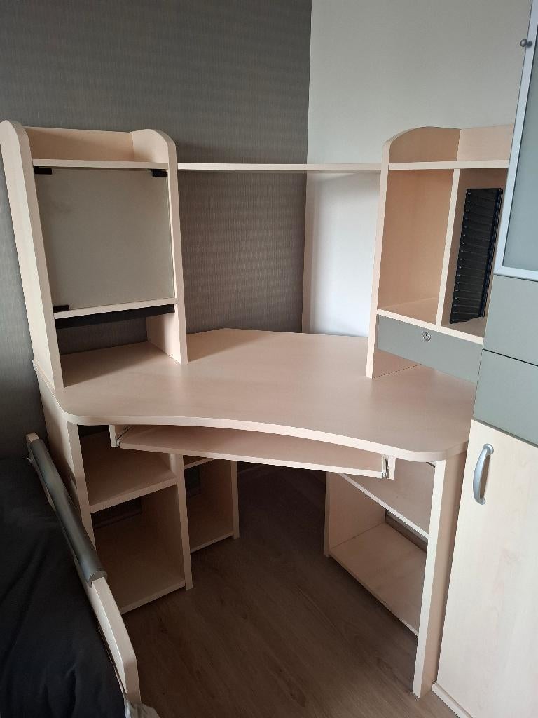 Hoekbureau met opbouw en opbergruimte – ideale werkplek, Huis en Inrichting, Bureaus, Gebruikt, 110 cm, Hout, Hoekbureau