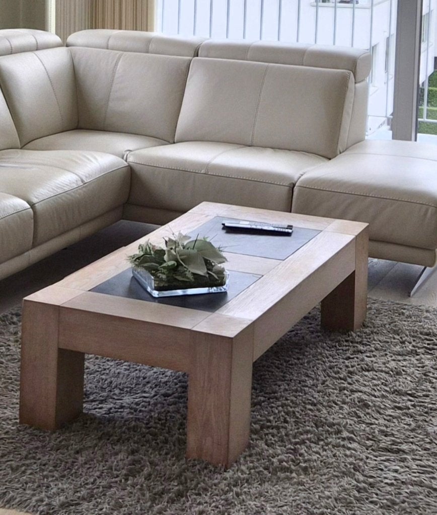 massief eiken salontafel 130 cm lang, Huis en Inrichting, Tafels | Salontafels, Gebruikt, 100 tot 150 cm, Eikenhout, 50 tot 100 cm