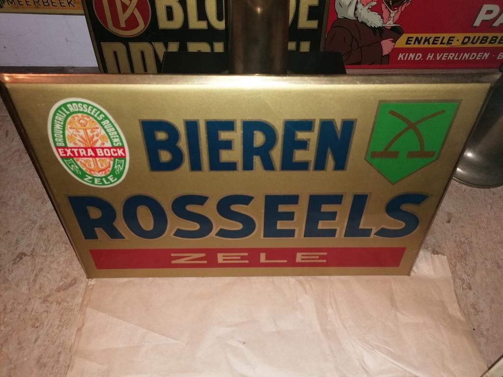 Zeer oude reclame bord brouwerij rosseels zele, Ophalen, Reclamebord