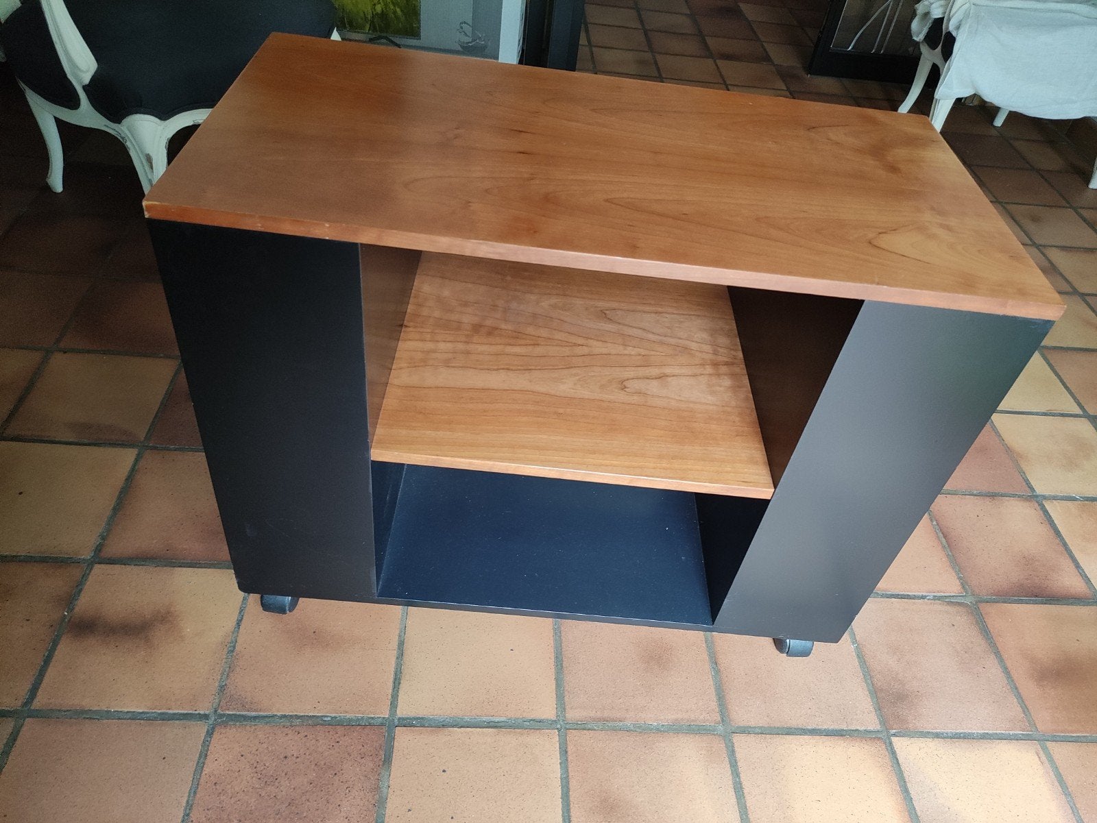Tv-tafel met houten console in 2 kleuren, Ophalen, Gebruikt, Rechthoekig, Overige houtsoorten