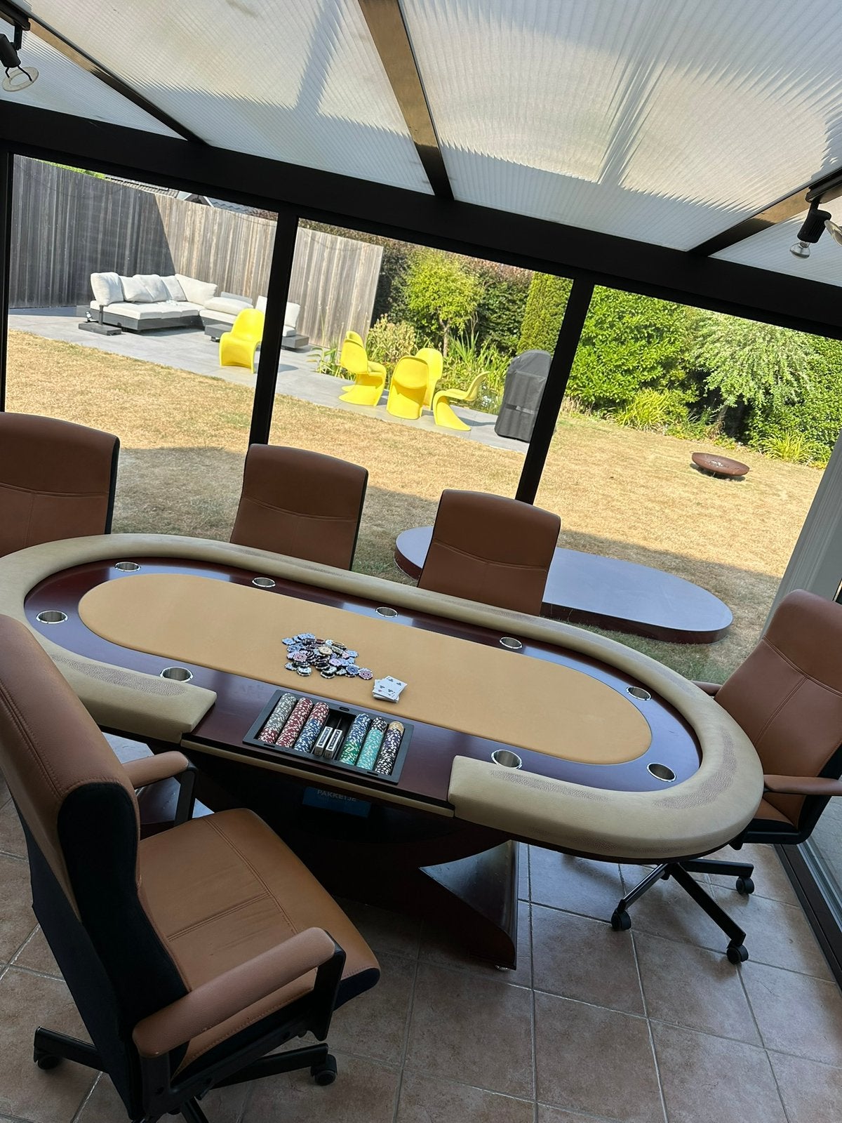 Pokertafel incl. Stoelen en 2 sets pokerchips, Ophalen, Eikenhout, 200 cm of meer, 50 tot 100 cm