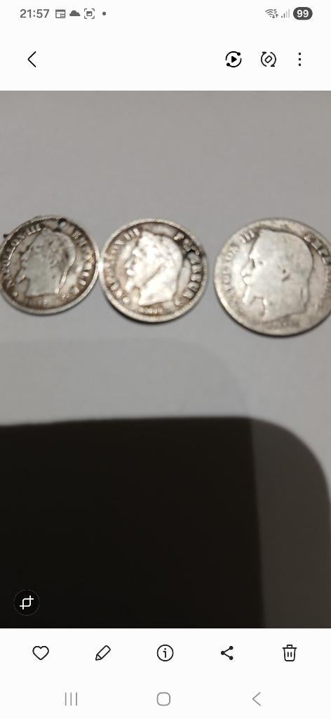 2 x 20 cent Napoleon 3 + 1 x 50 cent zilver, Postzegels en Munten, Zilver, Ophalen of Verzenden, Losse munt, Zilver
