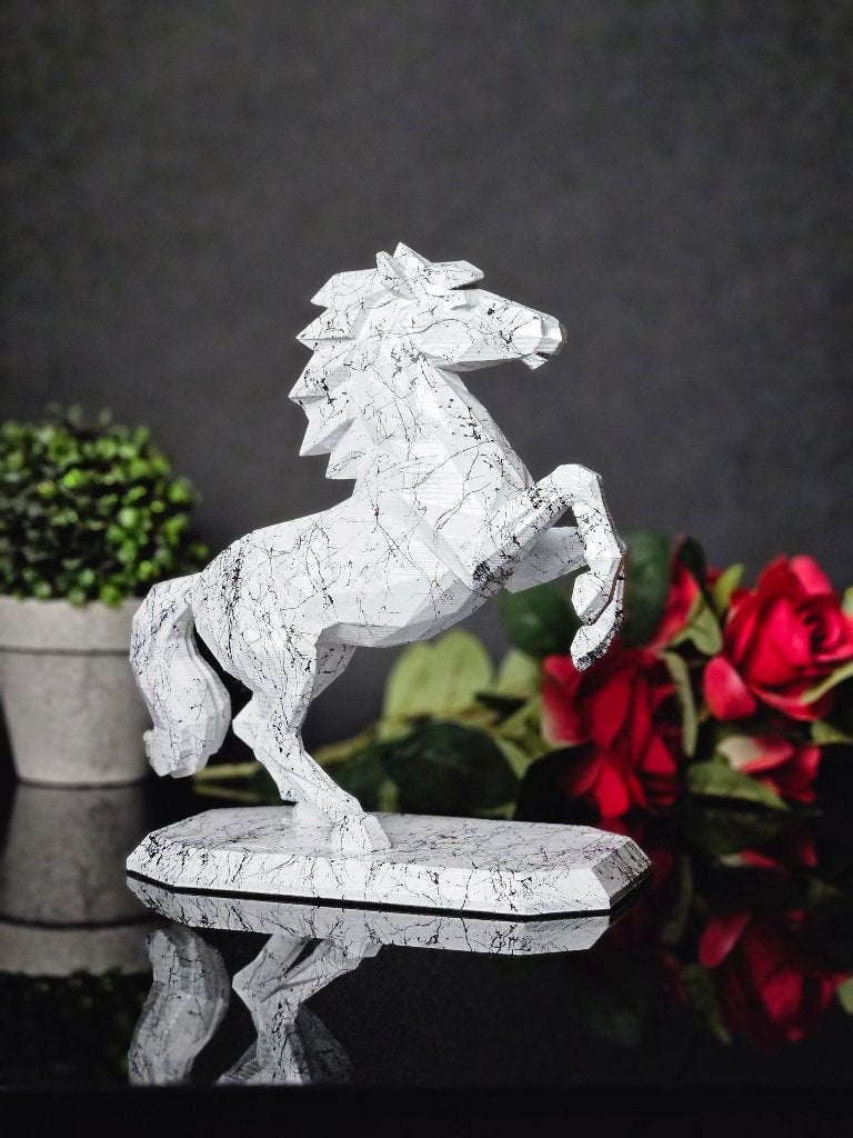 Geometrisch Paard Sculptuur – White Marble Edition XL (26cm), Antiek en Kunst, Ophalen of Verzenden, 20 - 50 cm, Wit, Beeld