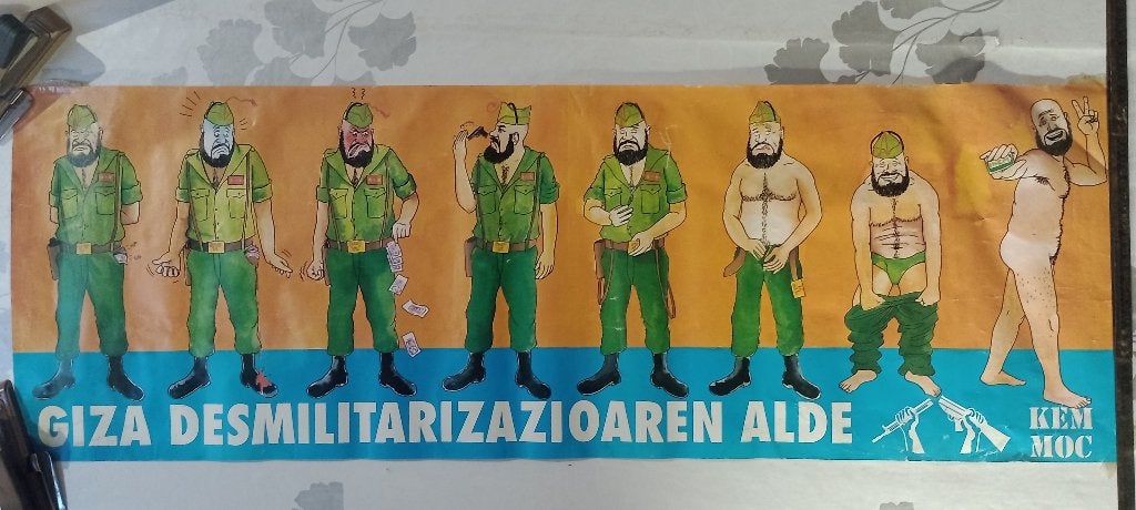 Affiche Basque Antimilitariste KEM-MOC 34x98cm, Enlèvement ou Envoi