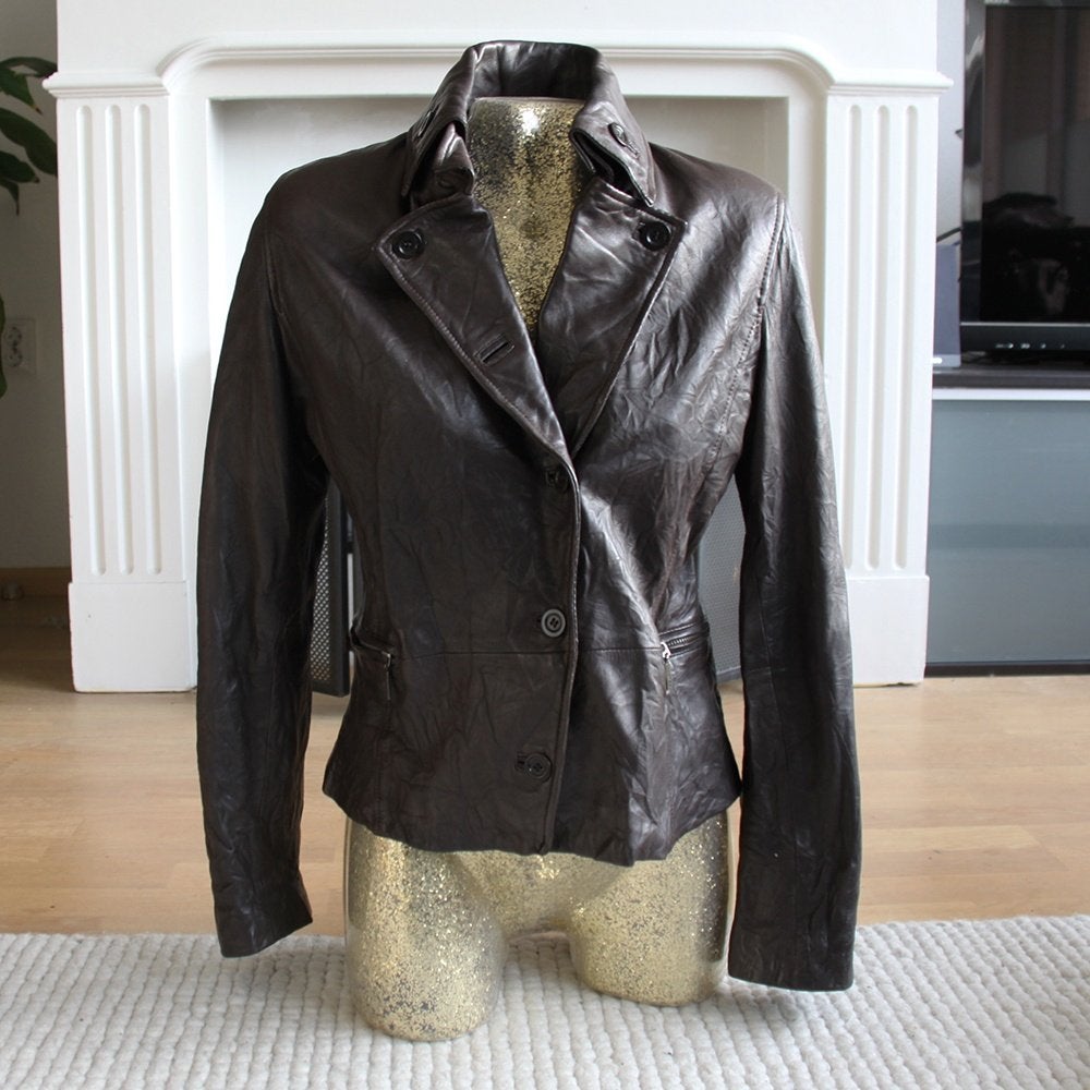 Mooie Soepele Lams Leren Arma Collection Jas (Maat 38) €65,-, Kleding | Dames, Maat 38/40 (M), Bruin, Verzenden, Arma -