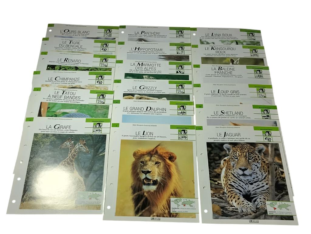 60 fiches sur les animaux éditions Atlas vintage année 90, Enlèvement