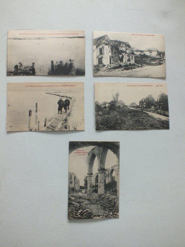 Cartes postales Ramscappelle 5 dépliées, Envoi, Non affranchie, Flandre Occidentale