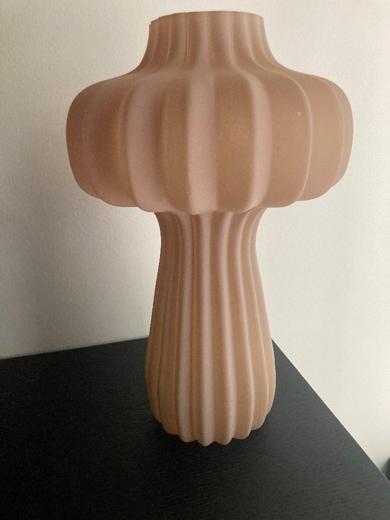 roze vaas van stevig glas, Huis en Inrichting, Ophalen, Gebruikt, Glas, 40 cm