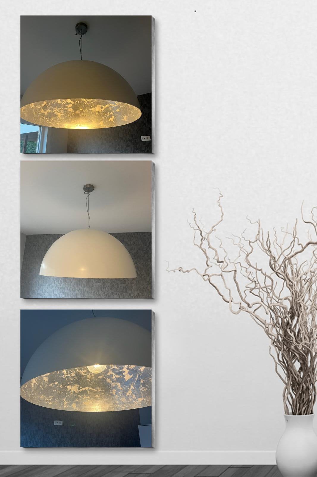 Design lamp wit met zilver afwerking binnenkant, Huis en Inrichting, Ophalen, Zo goed als nieuw, 50 tot 75 cm