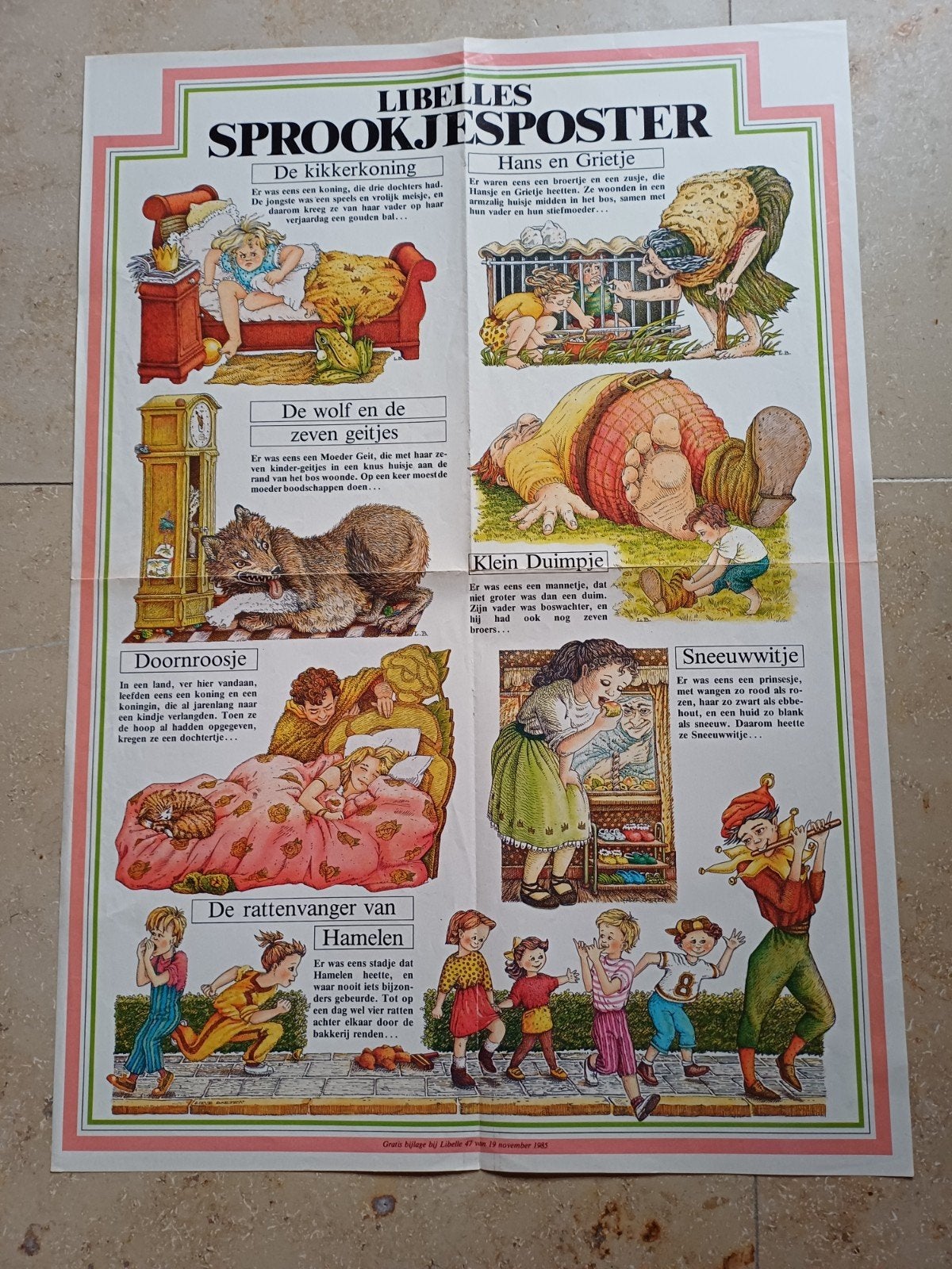 Retro Libelles sprookjesposter uit 1985 als nieuw, Verzamelen, Rechthoekig Staand, Deurposter of groter, Nieuw, Ophalen of Verzenden