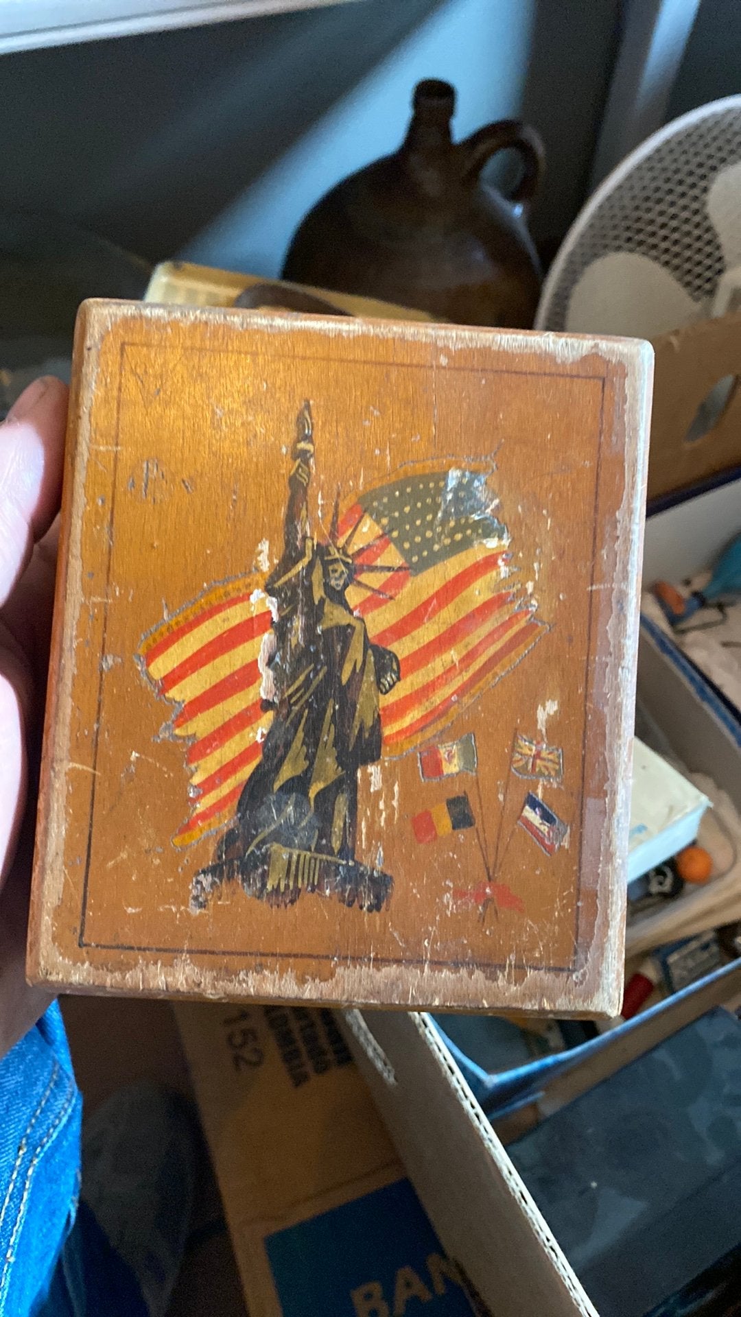 Ancienne boite en bois decoration liberation ww1 2 militaria, Collections, Enlèvement ou Envoi