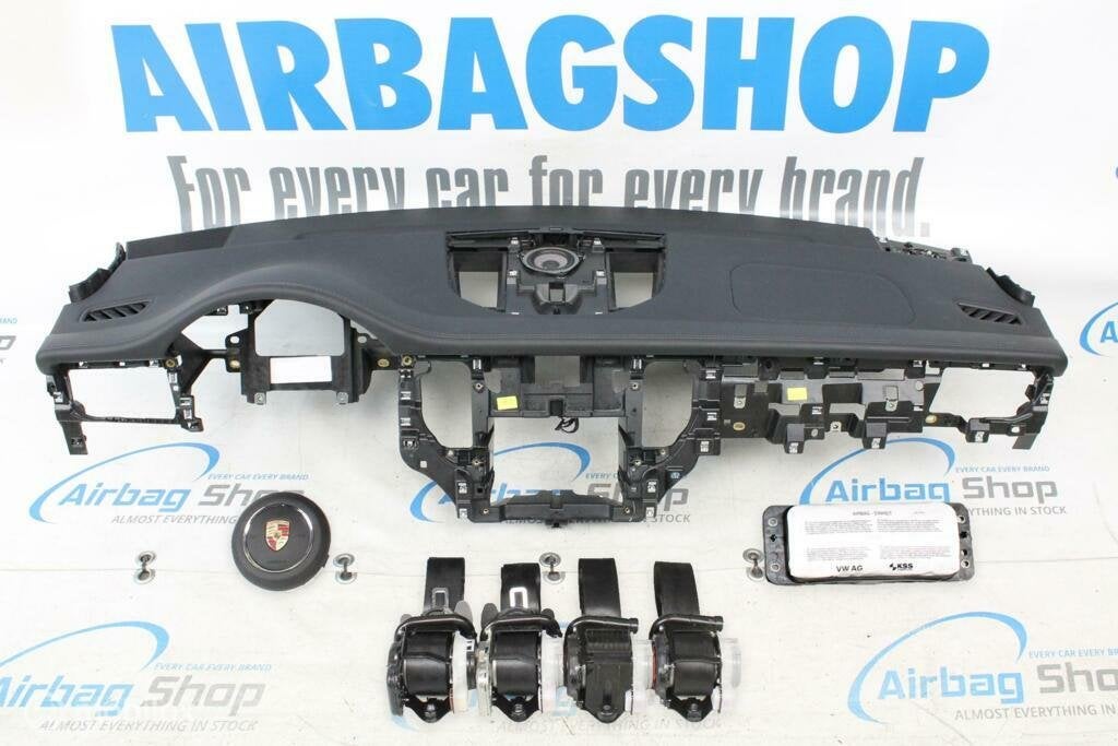 Airbag set Dashboard zwart leder met stiksels Porsche Macan