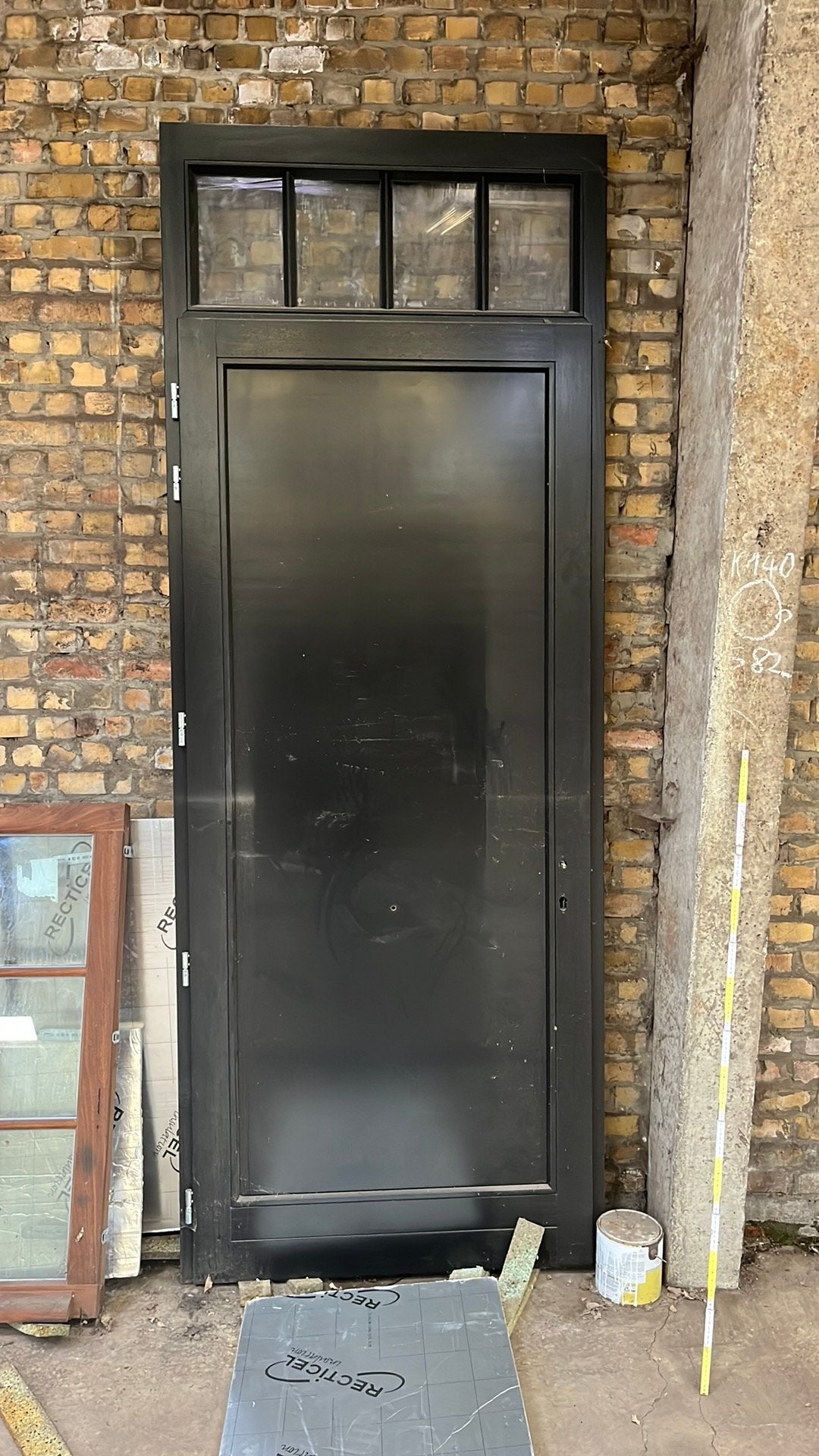 Deur in Sipo, gelakt in ral 9005 , nieuw, Doe-het-zelf en Bouw, Deuren en Vliegenramen, 215 cm of meer, Nieuw, Buitendeur, Glas