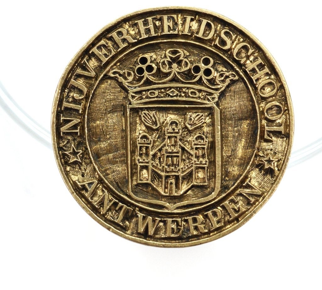 Nijverheidschool Antwerpen - Orig bronzen briefstempel, Enlèvement ou Envoi