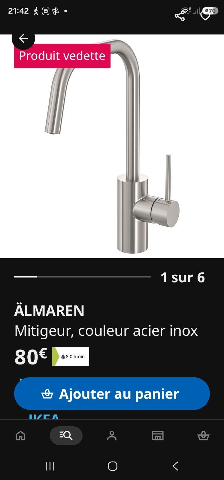 robinet mitigeur cuisine, Enlèvement, Inox, Robinet