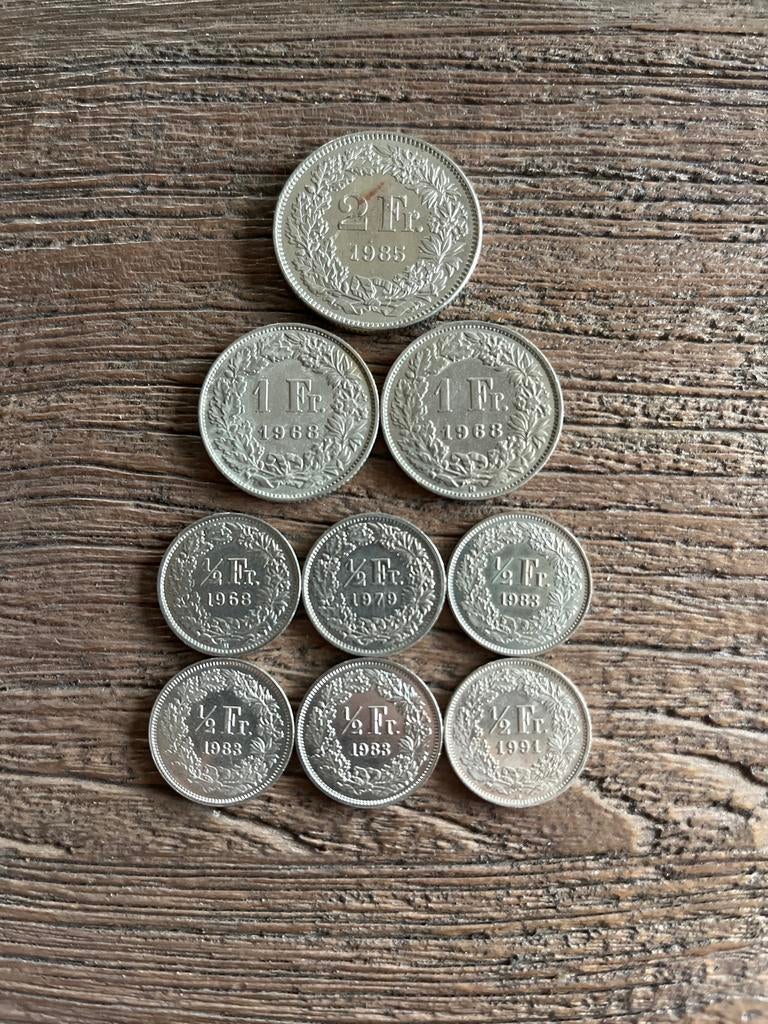 Zwitserse munten lot – ½, 1 en 2 Franken Helvetia, Ophalen of Verzenden, Overige landen, Setje