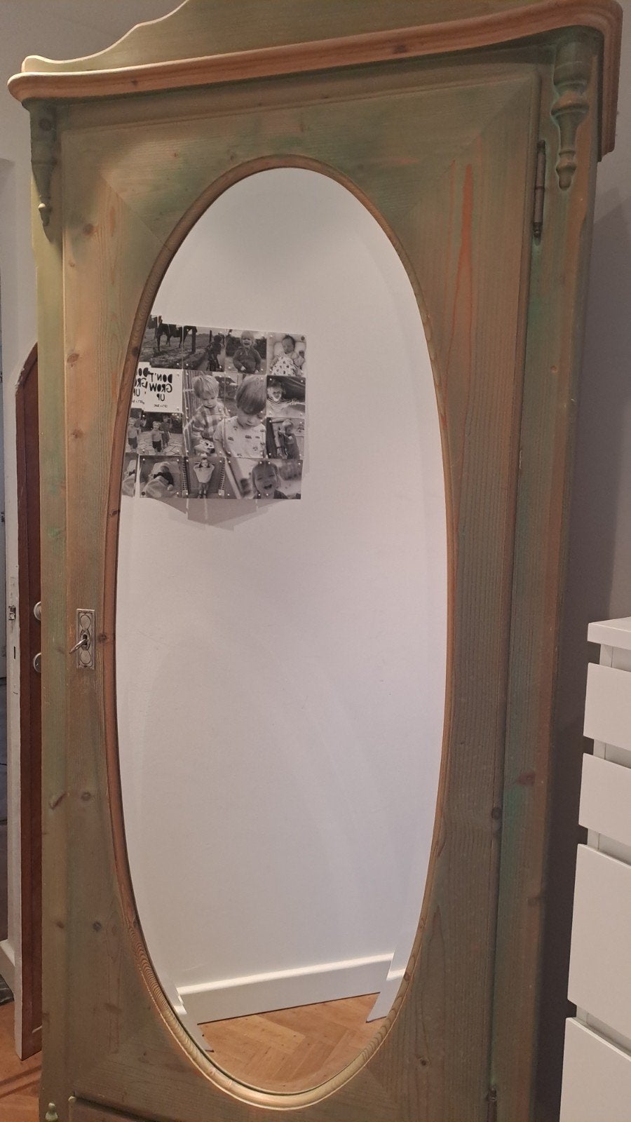 Prachtige kast met grote spiegel, Antiek en Kunst, Ophalen, Overige vormen, 50 tot 100 cm, 150 tot 200 cm