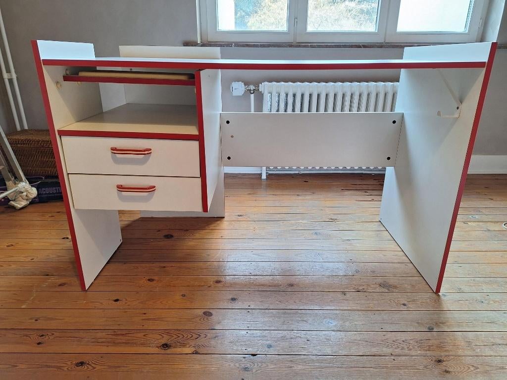 Wit bureau — 2 laden, Ophalen, Gebruikt, Met lades, Spaanplaat of MDF