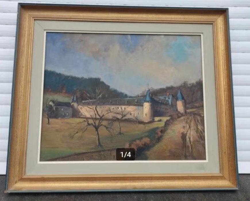huile sur toile signe maria dossin, Enlèvement ou Envoi, Toile