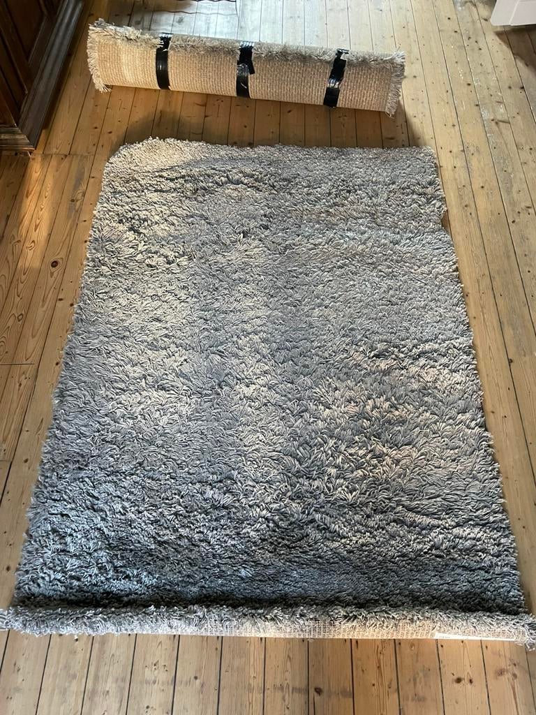 2 x IKEA GÅSER vloerkleed 133×195 cm – grijs shaggy tapijt, 150 à 200 cm, Gris, 100 à 150 cm, Enlèvement