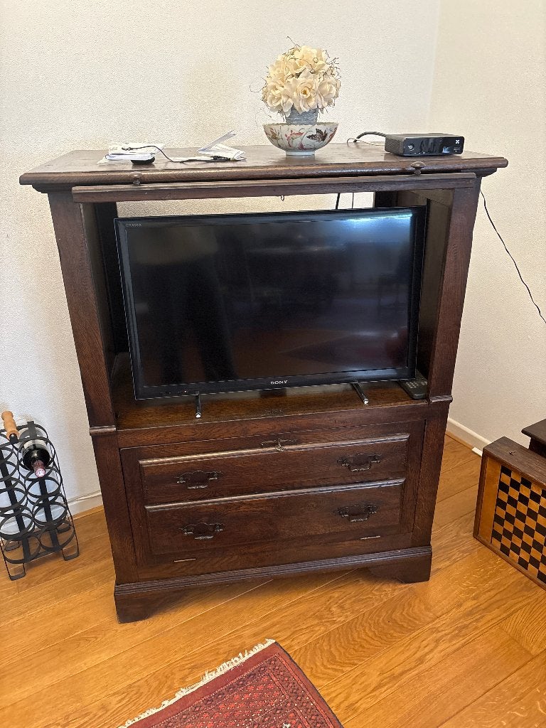 TV kast, 100 tot 150 cm, Eikenhout, 50 tot 100 cm, Zo goed als nieuw