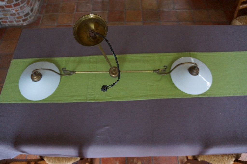 prachtige koperen antieke opaline lamp, Antiek en Kunst, Ophalen, Koper