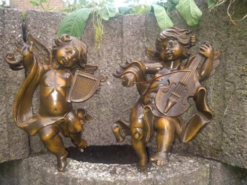 musicerende cupido's - cherubijnen - engeltjes, Antiek en Kunst, Ophalen of Verzenden, Kunststof, Beeld