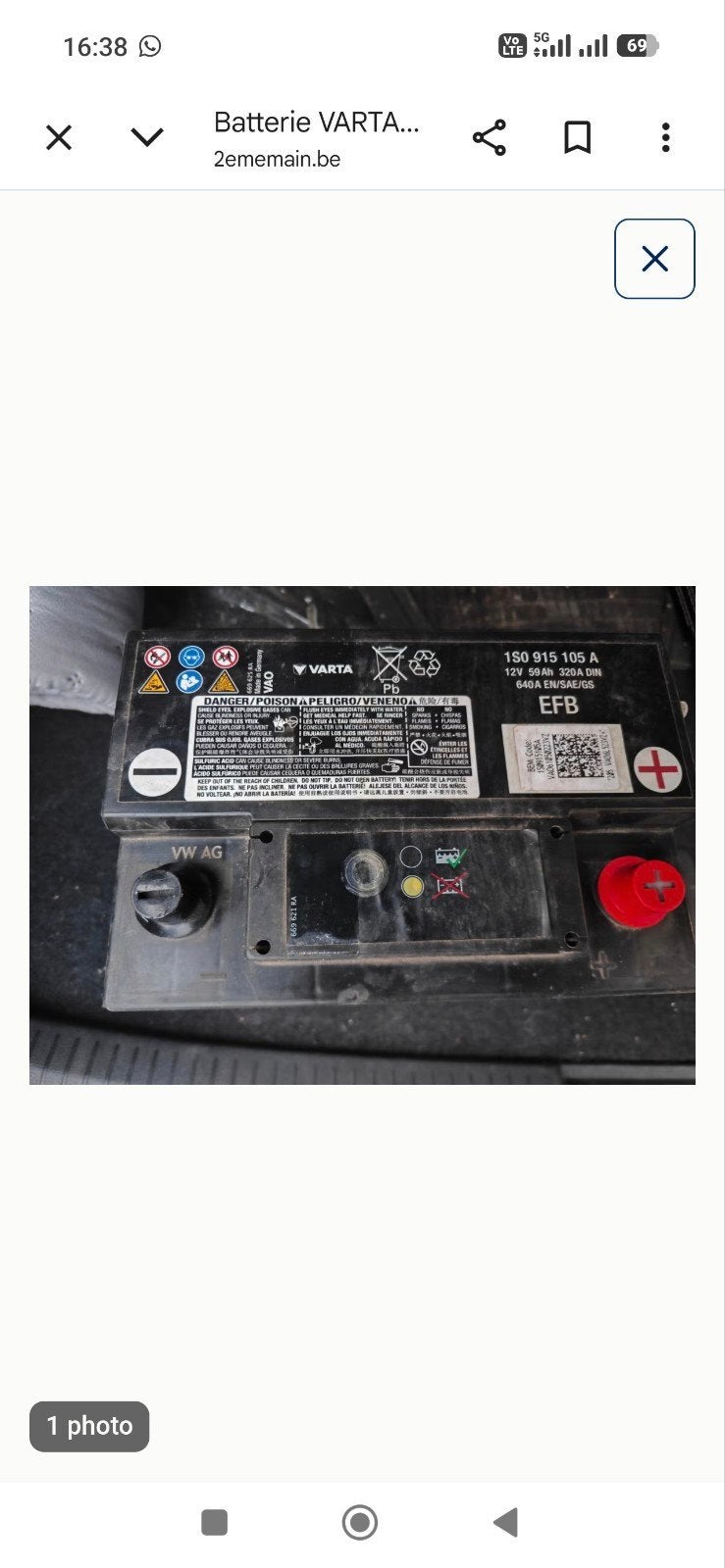 Originele 12V 59Ah 640A EFB-batterij, Gebruikt, Overige automerken
