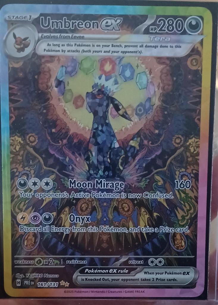 Umbreon prismatic evolutions, Ophalen, Zo goed als nieuw, Losse kaart, Foil
