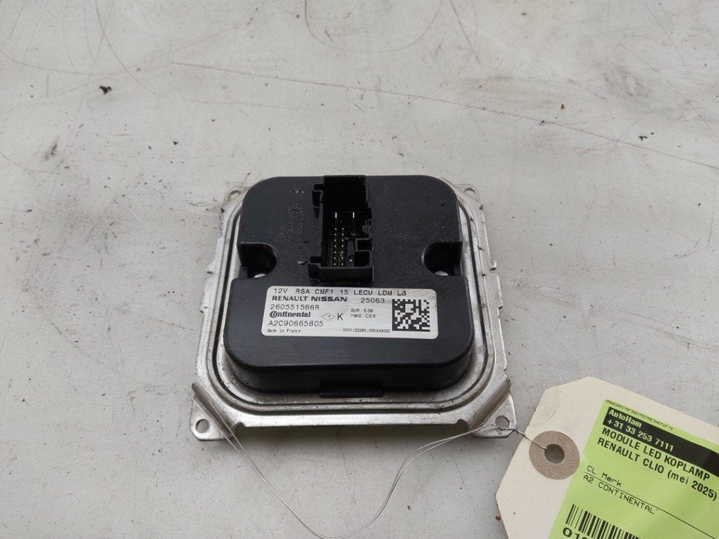 MODULE LED KOPLAMP Renault Clio V (RJAB) (|260551566R|), Auto-onderdelen, Gebruikt, Renault, Continental AG, Continental-Plaza 1
30175  Hannover, DE
