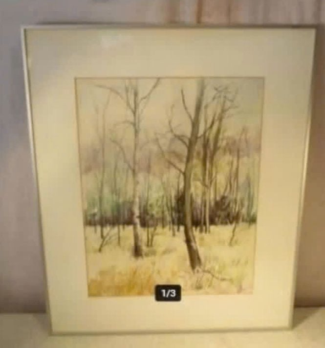 Mooi Geschilderd aquarel 'Winter in de Kempen' - Wuyts M, Gesigneerd, Ophalen of Verzenden, Landschap, Aquarel