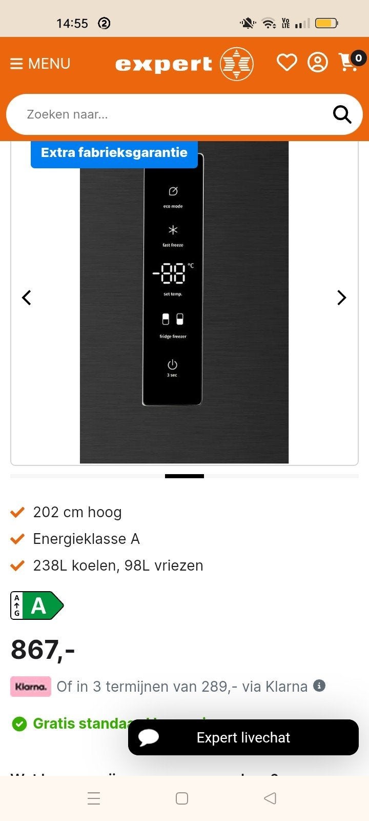 ETNA Koelkast A++ klasse - Nieuw in Doos - Met Garantie, Ophalen