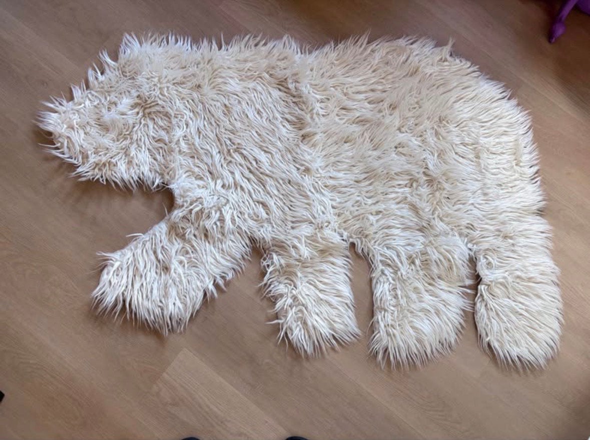 Witte fluffy ijsbeer mat, Ophalen, Gebruikt, Wit