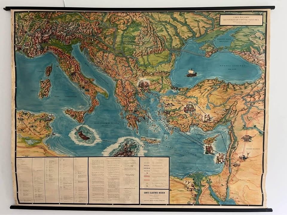 Oude landkaart “de reis van de apostel”, Boeken, Ophalen, Italië, Landkaart
