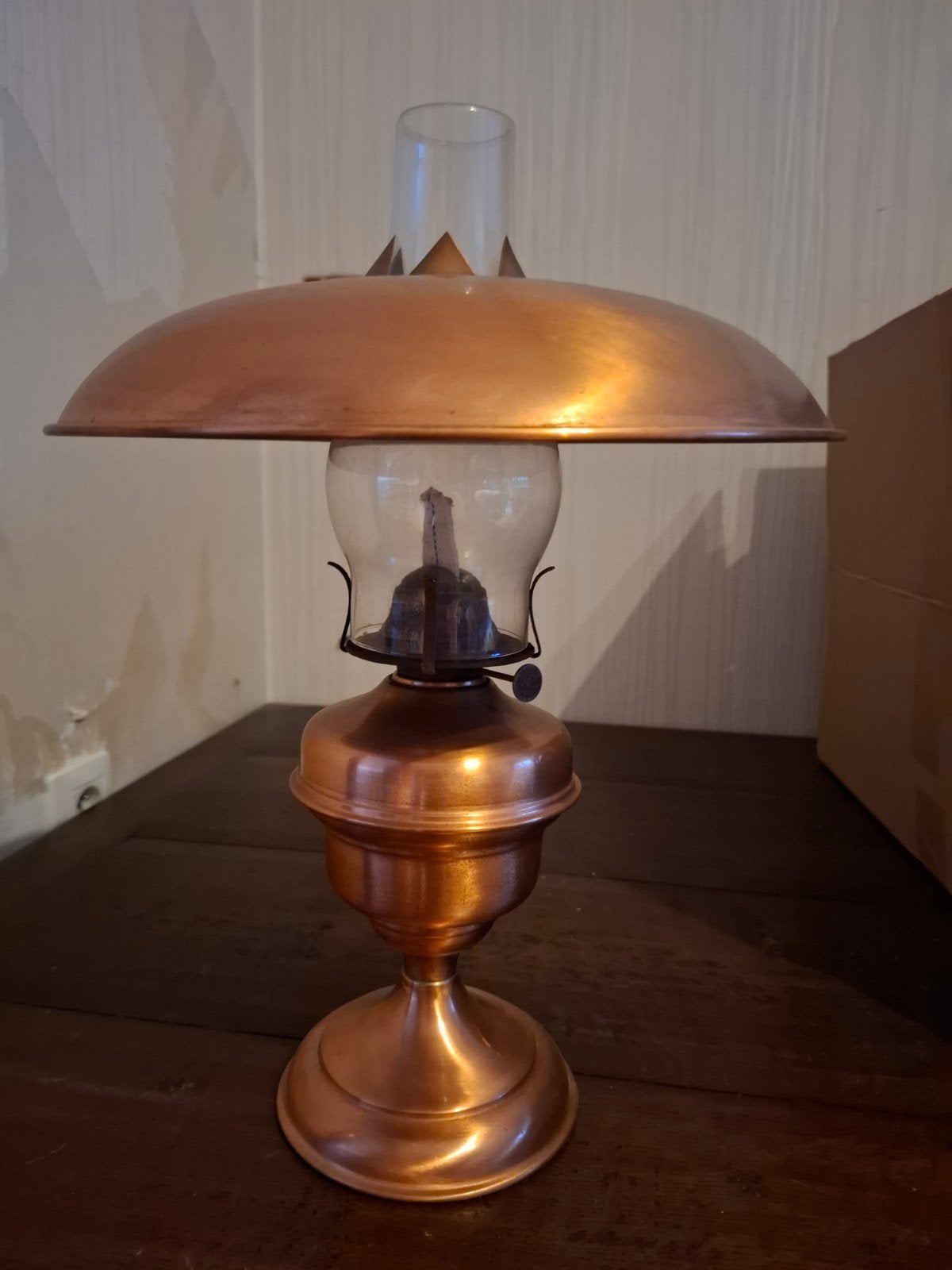 Antieke koperen petroleumlamp - Lempereur & Bernard (L&B) -, Vintage, Autres couleurs, Enlèvement, Métal